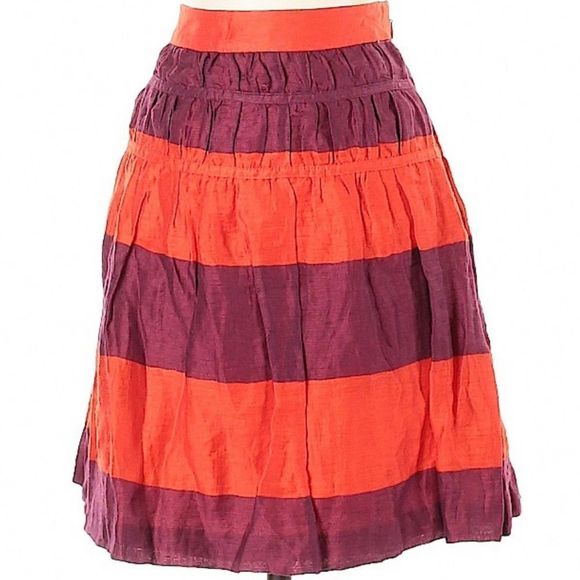 Ann Taylor LOFT Orange and Plum Purple A Line Knee Length Skirt Women’s Size 4 - Picture 1 of 13